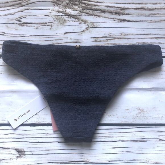 NEW Small Navy Blue Poseidon Smocked Terry Swim Bikini Bottoms Low Rise PilyQ - Picture 4 of 4